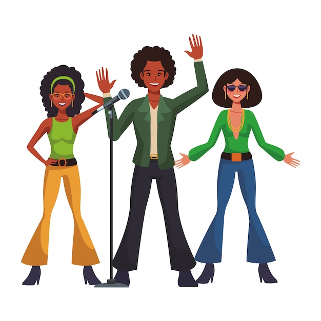 Caricature de personnes disco