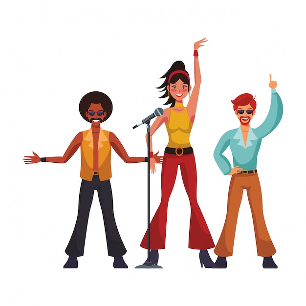 Caricature de personnes disco