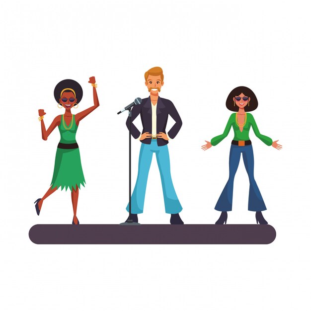 Caricature de personnes disco