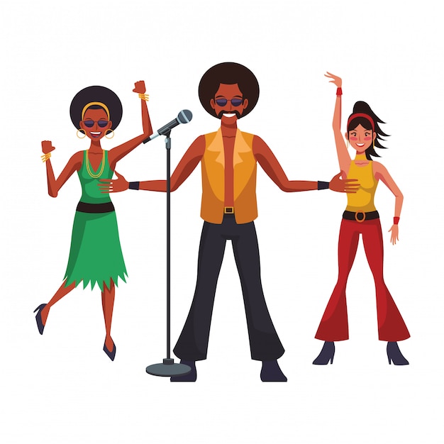 Caricature de personnes disco