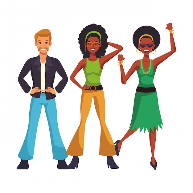 Caricature de personnes disco