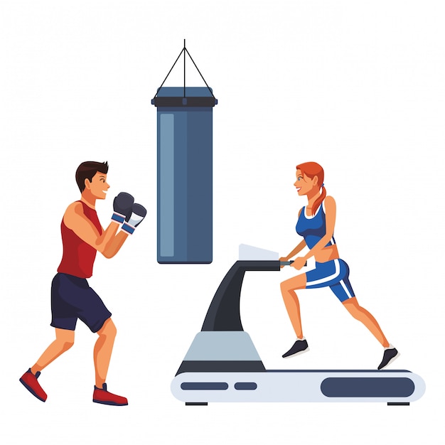 Caricature de personnes fitness