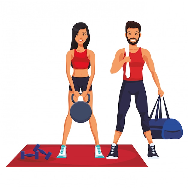 Caricature de personnes fitness