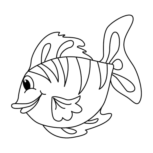 Caricature De Poisson Mignon Coloriage Page Illustration Vecteur Pour Livre De Coloriage Pour Enfants