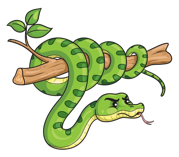 Caricature De Serpent Sur Branche