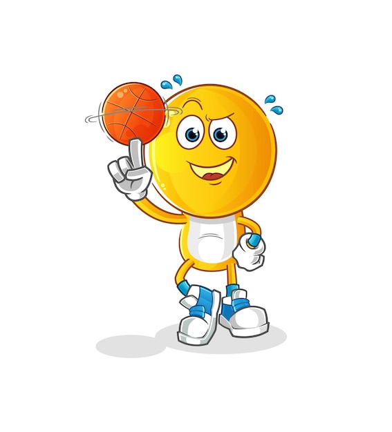 Caricature De Tête D'émoticône Jouant Vecteur De Dessin Animé De Mascotte De Ballon De Basket