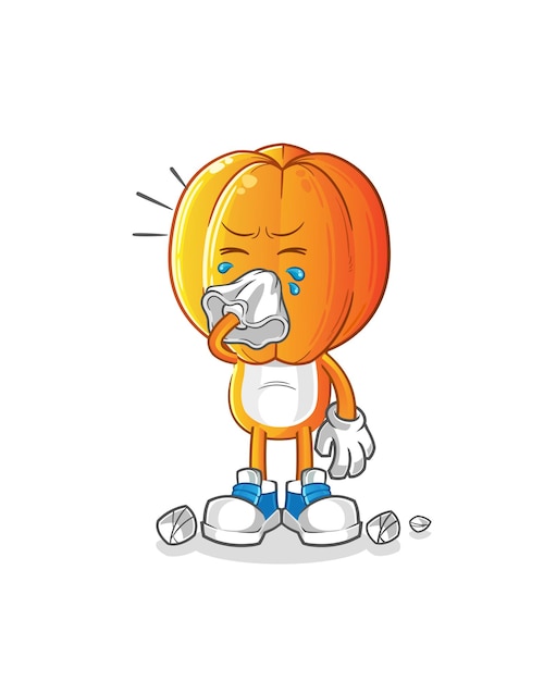 Caricature de tête de fruit étoilé soufflant le nez. vecteur de mascotte de dessin animé