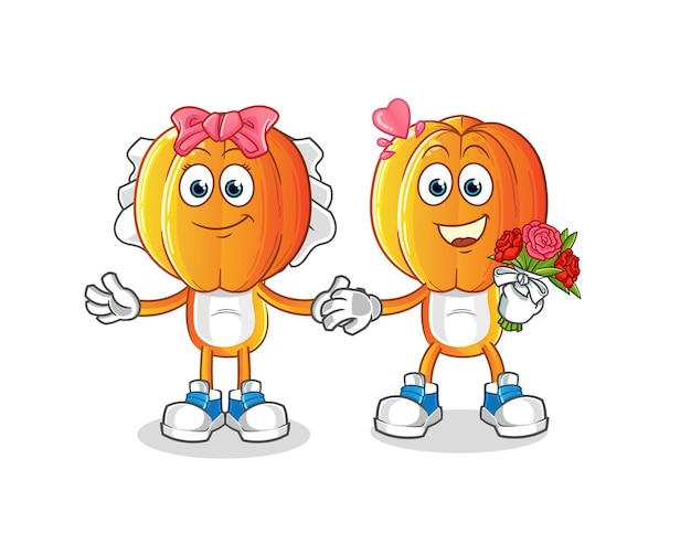 Caricature de tête de fruit étoilé vecteur de mascotte de dessin animé de mariage