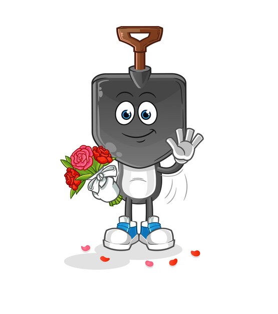 Caricature De Tête De Pelle Avec Mascotte De Bouquet. Vecteur De Dessin Animé