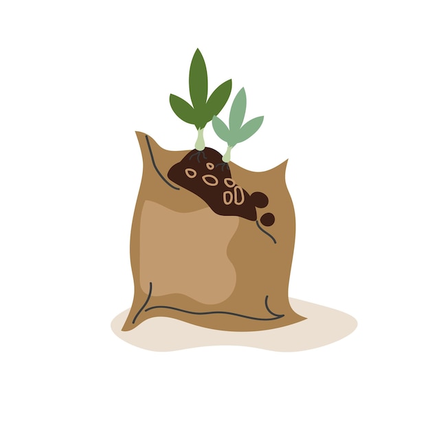 Caricature de vecteur de sac de compost organique