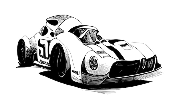 Vecteur caricature de voiture de course dessinée à la main