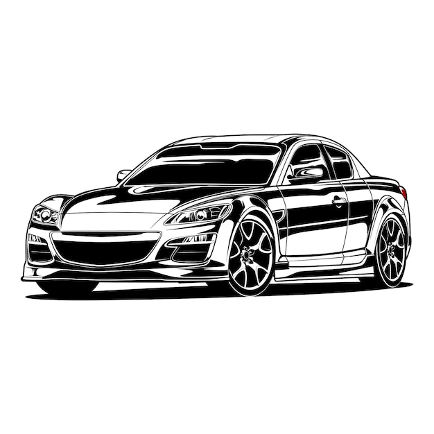 Caricature De Voiture Noir Et Blanc