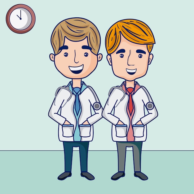 Caricatures de drôles de médecins à l'hôpital