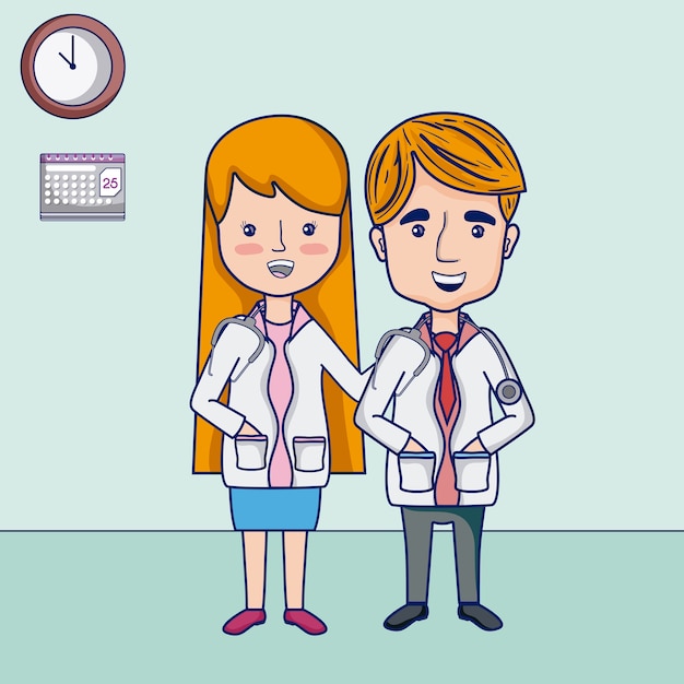 Caricatures de drôles de médecins à l'hôpital