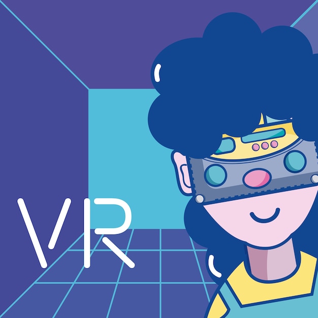 Caricatures de technologie de réalité virtuelle