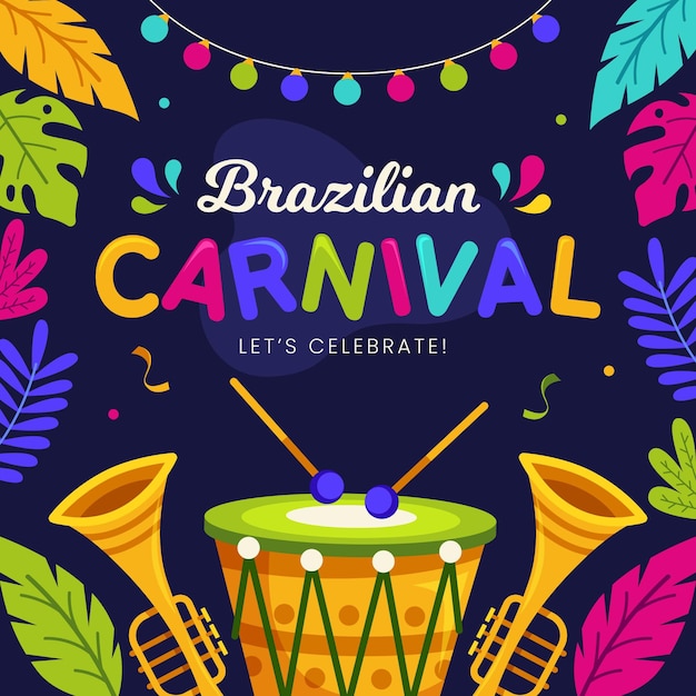 Carnaval brésilien au design plat