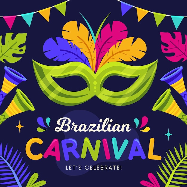 Carnaval brésilien au design plat