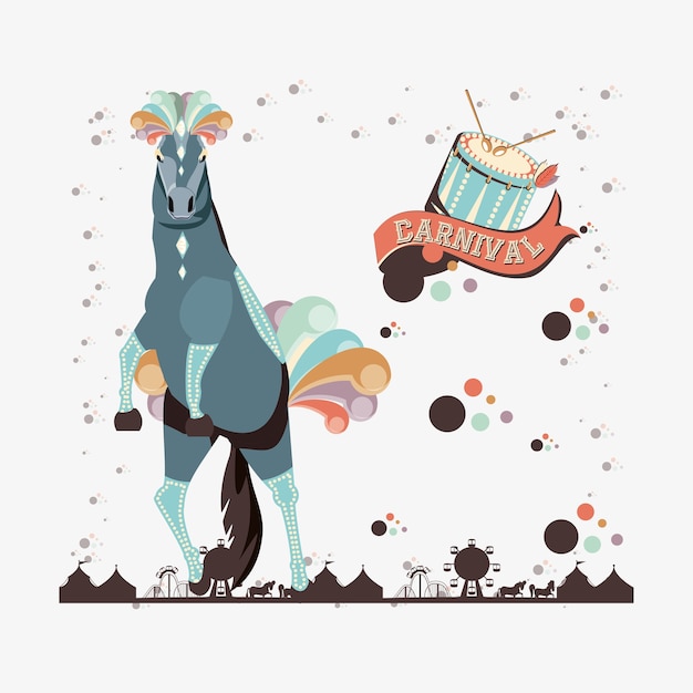 carnaval cheval vintage icône vector illustration design