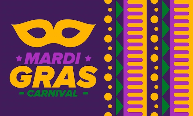 Vecteur carnaval du mardi gras à la nouvelle-orléans fat tuesday folk festival costume mascarade masque de carnaval