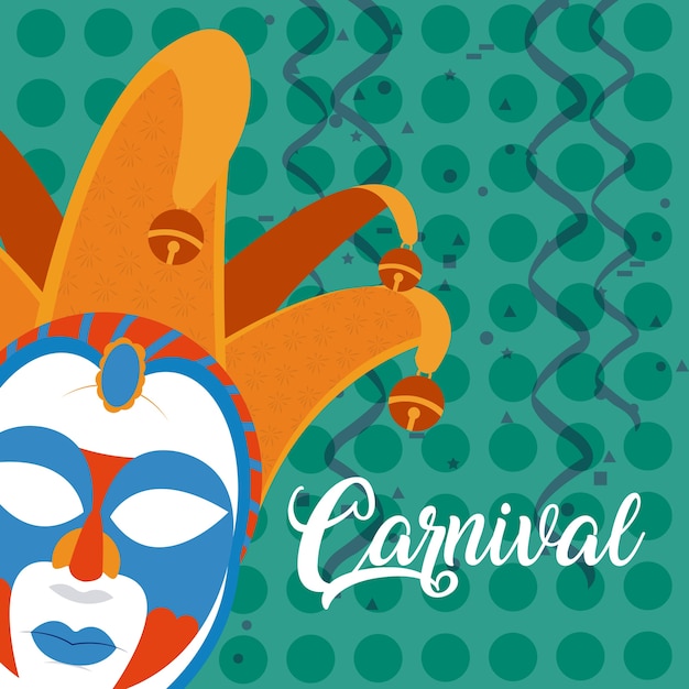 Vecteur carnaval avec masque et confeti