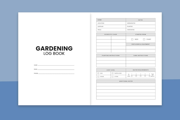 Vecteur carnet de jardinage intérieur kdp