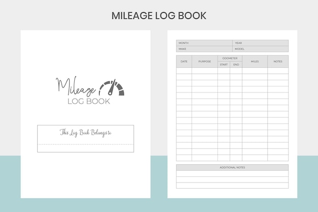 Vecteur carnet de journal de kilométrage kdp intérieur