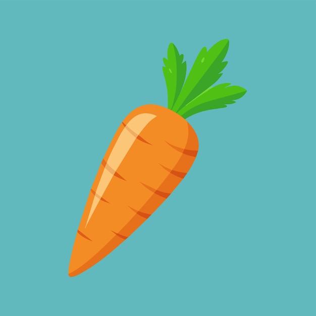 Vecteur carotte fraîche sur fond bleu une représentation propre et moderne d'une carotte dans un design plat illustration vectorielle plate simple et minimaliste