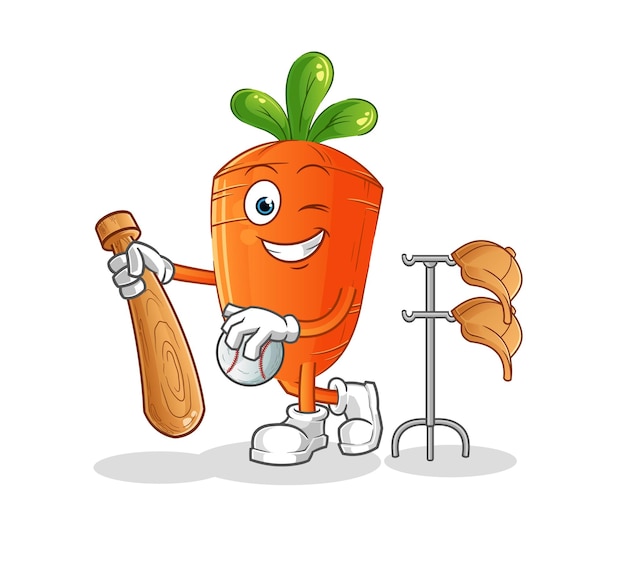 Vecteur carotte jouant au vecteur de dessin animé de mascotte de baseball