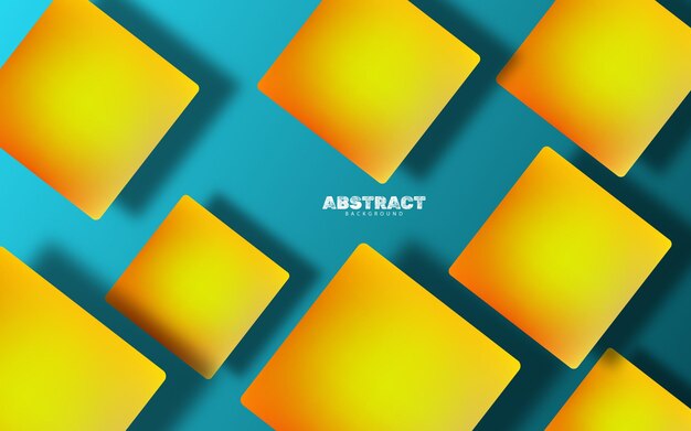 Vecteur carré abstrait avec vecteur de fond de couleur bleu et jaune ombre