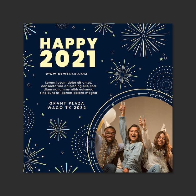 Carré Du Flyer Du Nouvel An 2021