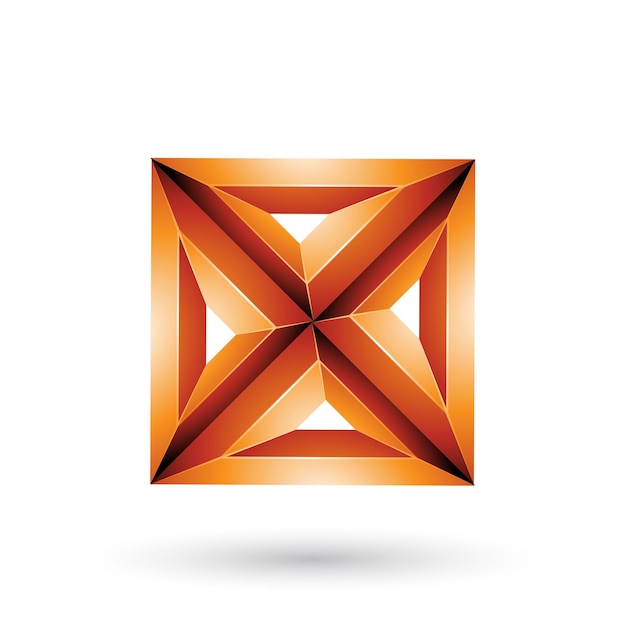 Carré En Relief Géométrique Orange 3d Et Illustration Vectorielle En Forme De Triangle X