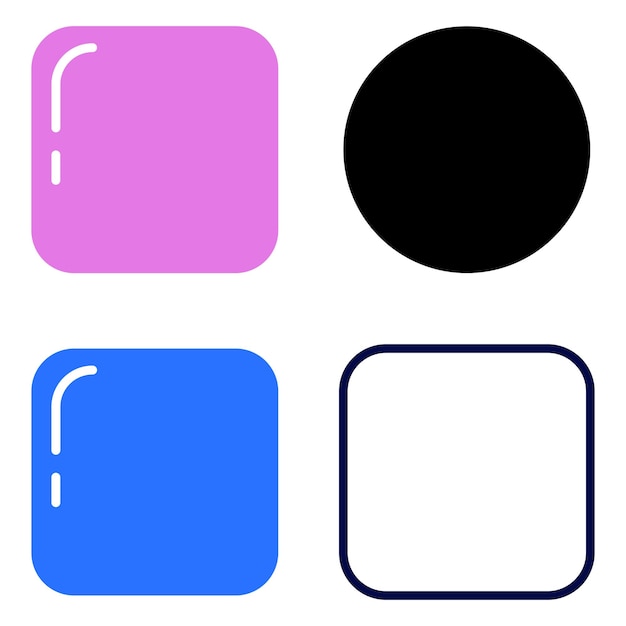 un carré rose et bleu avec un cercle noir dessus