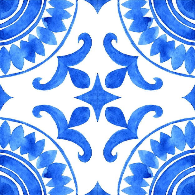 Carreau D'azulejo Portugais Magnifique Modèle Sans Couture Bleu Et Blanc