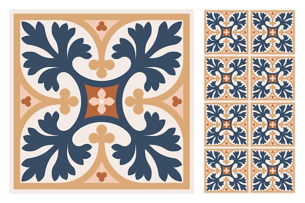 Carreaux de céramique de sol portugais motif azulejo design méditerranéen