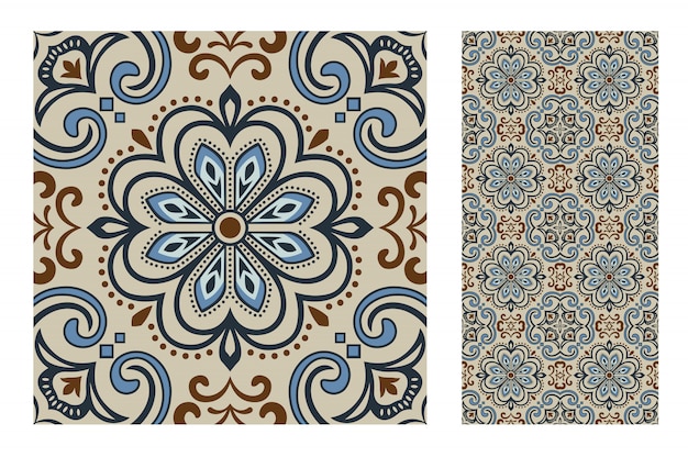 Carreaux Motifs Portugais Antique Design Sans Couture