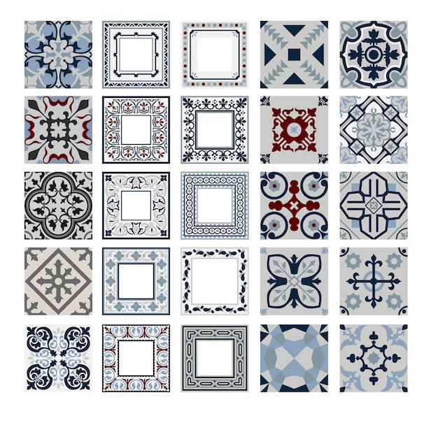 Carreaux Vintage Motifs Portugais Antique Design Sans Couture En Illustration Vectorielle