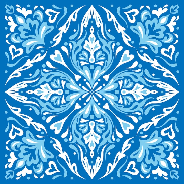Carrelage bleu motif damassé style oriental et portugais Décor pour textiles carreaux de céramique