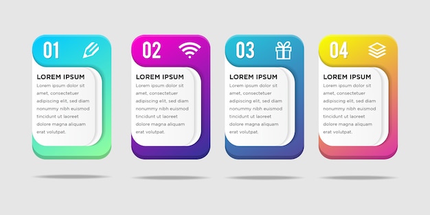 Carrés longs infographie illustration vectorielle avec coins arrondis