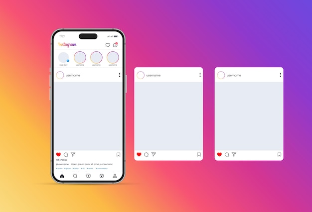 Carrousel instagram ou interface de pages de diapositives après maquette vectorielle