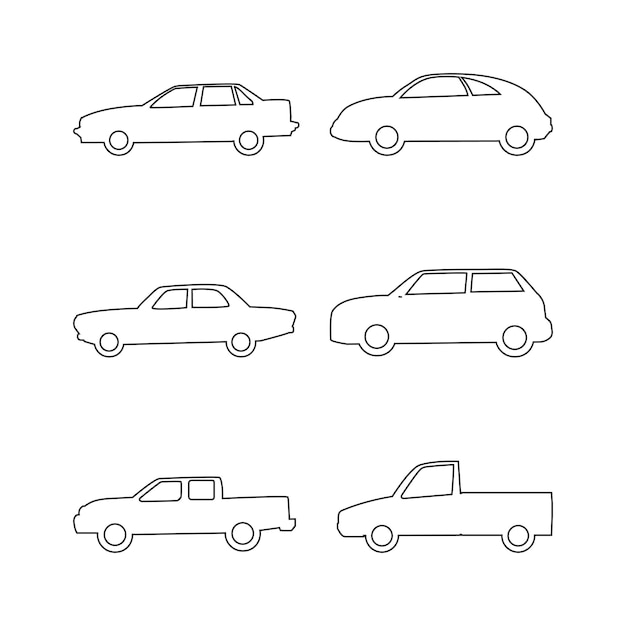 Vecteur cars line icons set