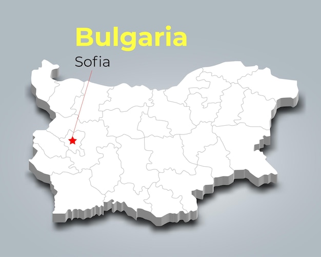 Carte 3d De La Bulgarie Avec Les Frontières Des Régions Et De Sa Capitale