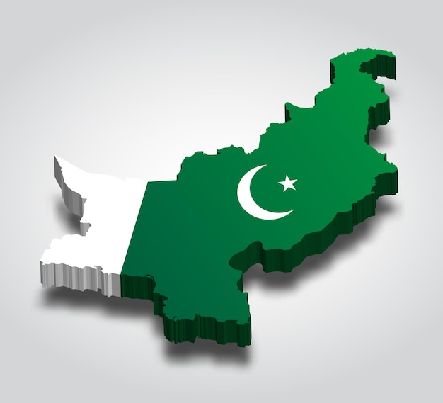 Carte 3d Du Pakistan Avec Drapeau