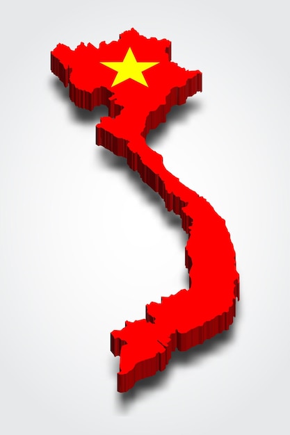 Vecteur carte 3d du vietnam avec le drapeau