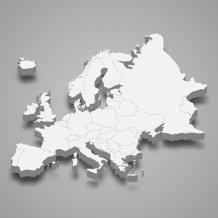 Vecteur carte 3d de l'europe