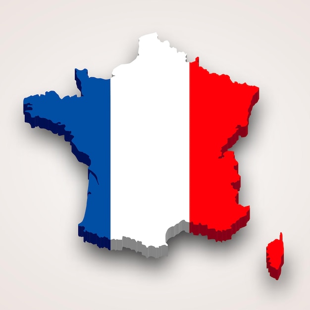 Carte 3d De France Avec Drapeau