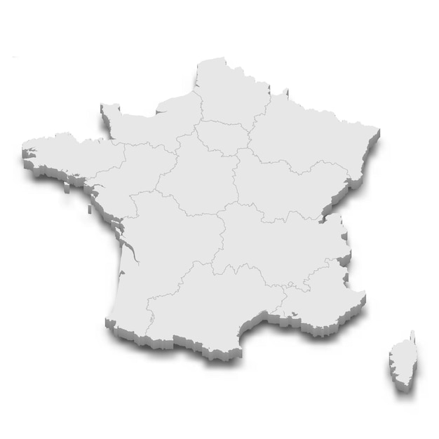 carte 3d avec des frontières de régions