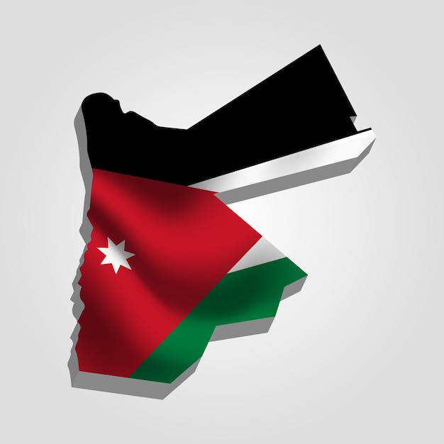 Carte 3d de la Jordanie avec agitant le drapeau