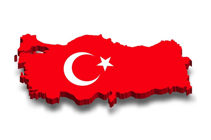 Vecteur carte 3d de la turquie avec le drapeau