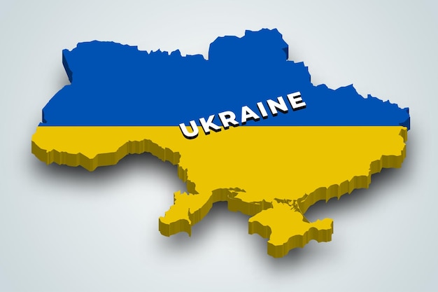 Vecteur carte 3d de l'ukraine avec le drapeau national