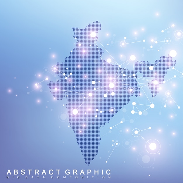 Carte Abstraite De La Connexion Au Réseau Mondial Du Pays De L'inde. Fond Technologie Futuriste Plexus